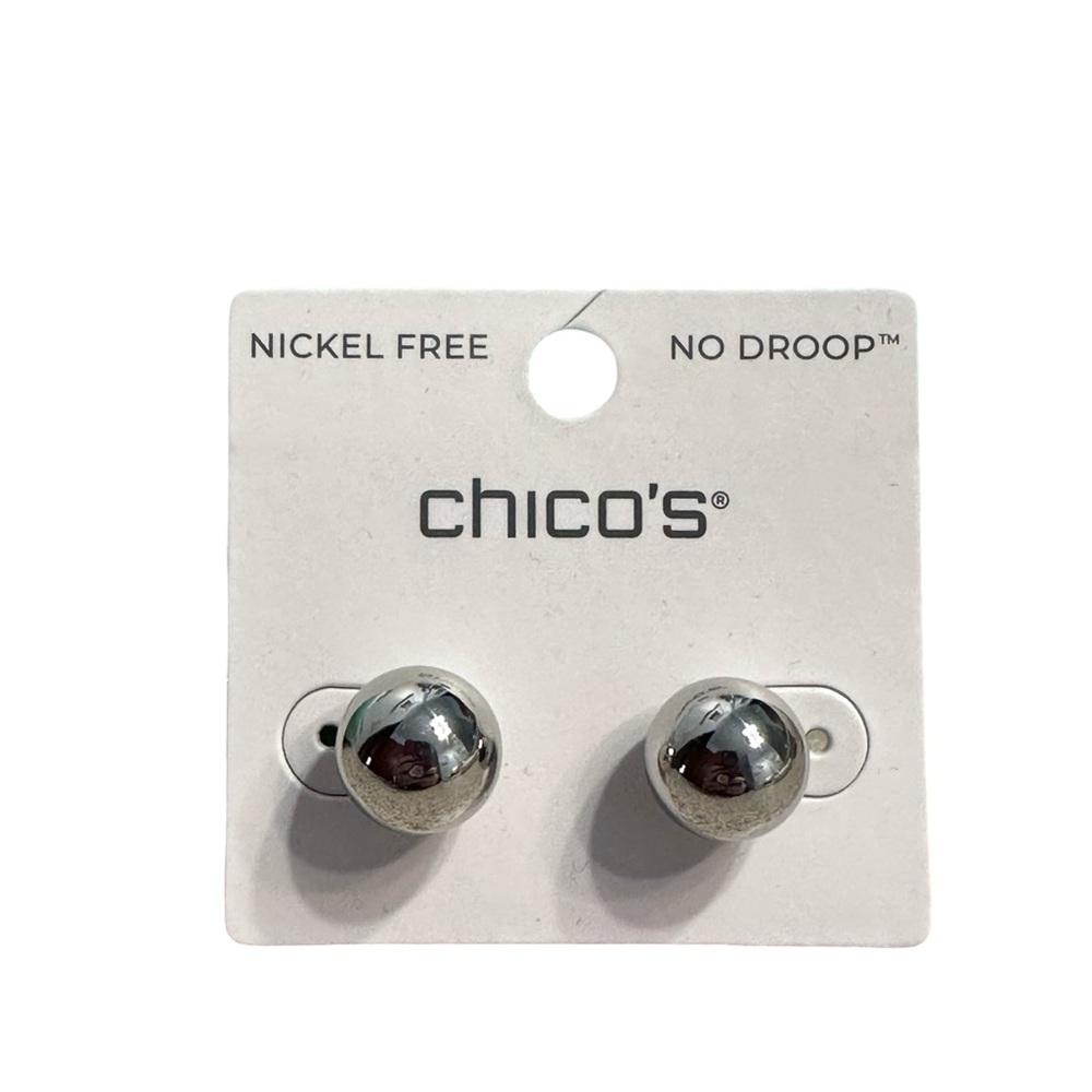 Chico's Shiny Silver Ball Earrings